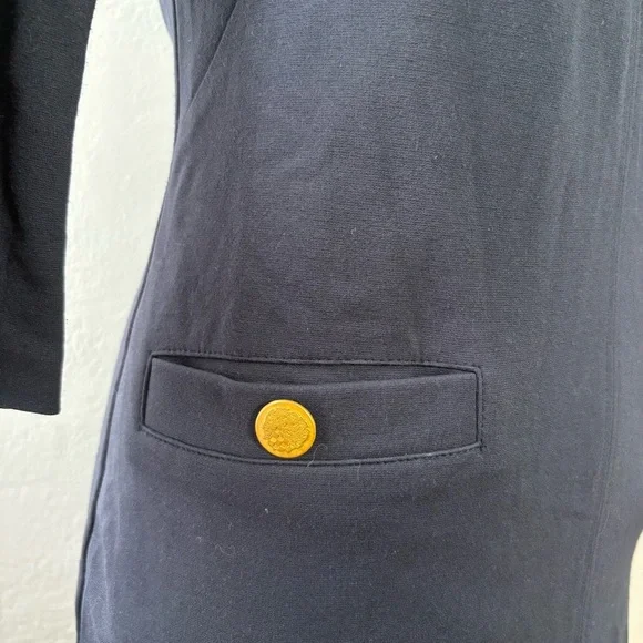 Vince Camuto Navy Quarter Sleeve Dress with Gold Button Details - Picture 3 of 6